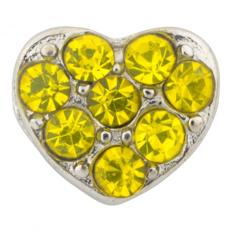 Heart with Yellow Crystals Floating Charm