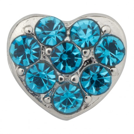 Heart with Blue Crystals Floating Charm