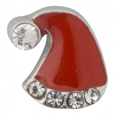 Santa Hat with Crystals Floating Charm