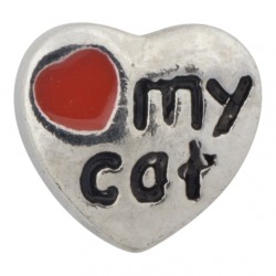 Love my Cat Heart Floating Charm