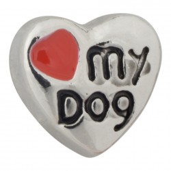 Love my Dog Heart Floating Charm