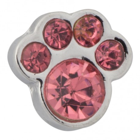 Paw - Pink Crystals Floating Charm