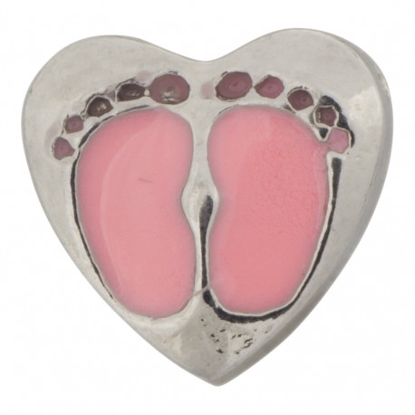 Heart - Footprints - Girl Floating Charm