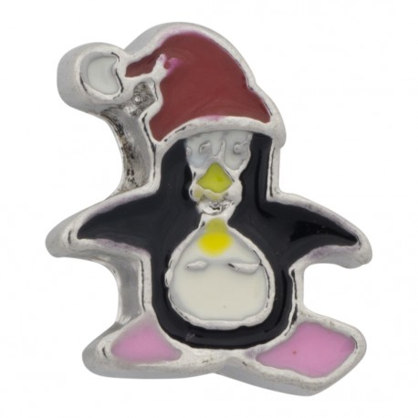Penguin with Christmas Hat Floating Charm