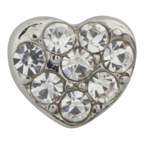 Heart with Crystals - Silver Floating Charm