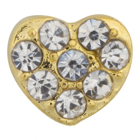 Heart - Gold with Crystals Floating Charm