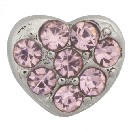 Heart with Pink Crystals Floating Charm
