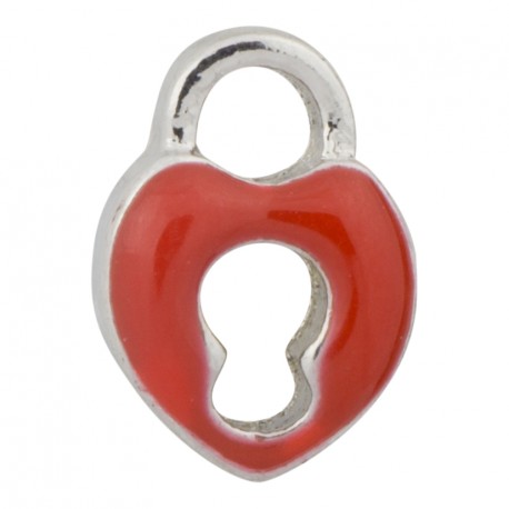 Heart Lock - Red Floating Charm