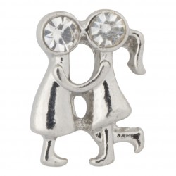 Boy and Girl with Crystals Floating Charm