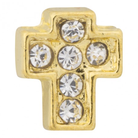 Cross - Gold with Crystals Floating Charm