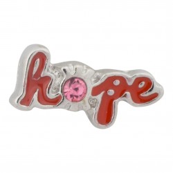 Hope Text with Pink Crystal Floating Charm