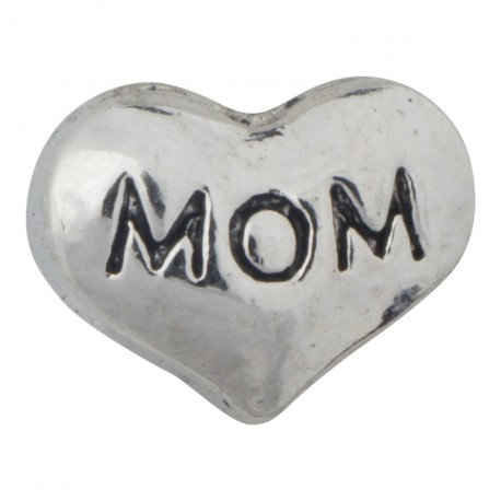 Mom - Heart - Silver Floating Charm