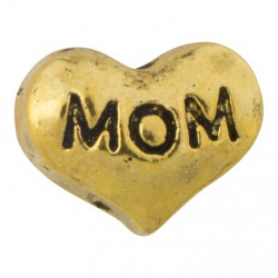 Mom - Heart - Gold Floating Charm