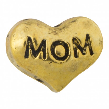 Mom - Heart - Gold Floating Charm