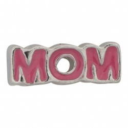 Mom Text - Pink Floating Charm