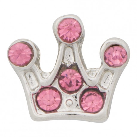 Crown - Pink Crystals Floating Charm