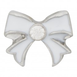 Bow - White with Crystal Floating Charm