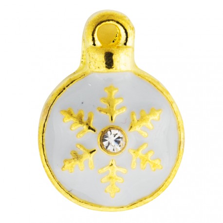 Holiday Ornament - Snowflake with Crystal Floating Charm