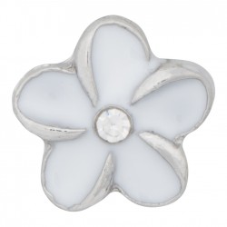 Flower - White with Crystal Floating Charm