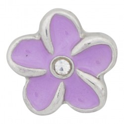 Flower - Purple with Crystal Floating Charm
