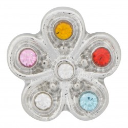 Flower with Multiple Color Crystals Floating Charm