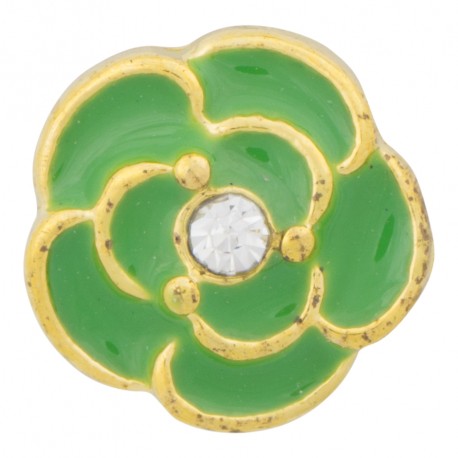 Rose with Crystal - Green Floating Charm