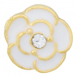 Rose - White with Crystal Floating Charm