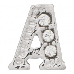 "A" Letter - Silver with Crystals Floating Charm