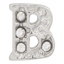 "B" Letter - Silver with Crystals Floating Charm