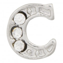 "C" Letter - Silver with Crystals Floating Charm