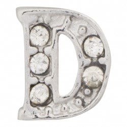 "D" Letter - Silver with Crystals Floating Charm
