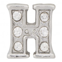 "H" Letter - Silver with Crystals Floating Charm