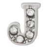 "J" Letter - Silver with Crystals Floating Charm