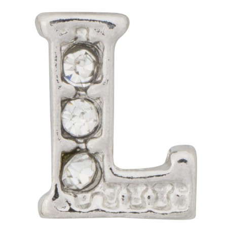 "L" Letter - Silver with Crystals Floating Charm