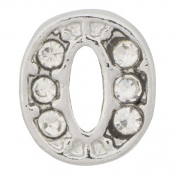 "O" Letter - Silver with Crystals Floating Charm