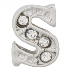 "S" Letter - Silver with Crystals Floating Charm