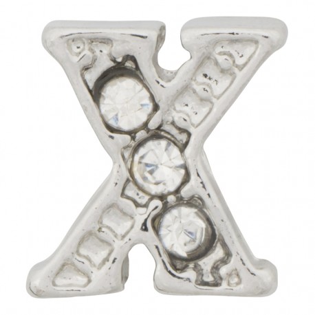 "X" Letter - Silver with Crystals Floating Charm