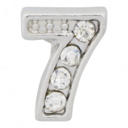 "7" Number - Silver with Crystals Floating Charm