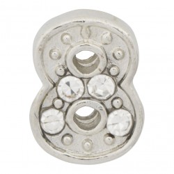 "8" Number - Silver with Crystals Floating Charm