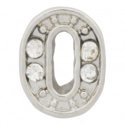 "0" Number - Silver with Crystals Floating Charm