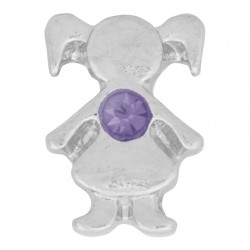 Girl with Amethyst Crystal - Birth Stone Floating Charm