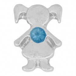 Girl with Aquamarine Crystal - Birth Stone Floating Charm