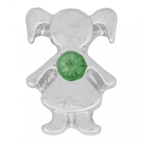 Girl with Emerald Crystal - Birth Stone Floating Charm