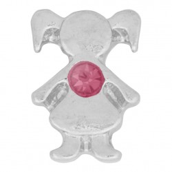 Girl with Ruby Crystal - Birth Stone Floating Charm