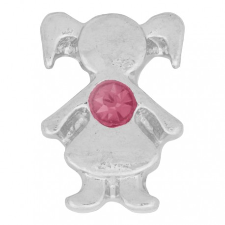 Girl with Ruby Crystal - Birth Stone Floating Charm