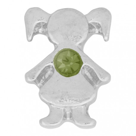 Girl with Peridot Crystal - Birth Stone Floating Charm