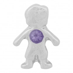Boy with Amethyst Crystal - Birth Stone Floating Charm