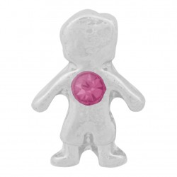 Boy with Pink Crystal - Birth Stone Floating Charm