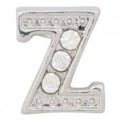 "Z" Letter - Silver with Crystals Floating Charm