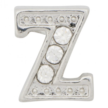 "Z" Letter - Silver with Crystals Floating Charm